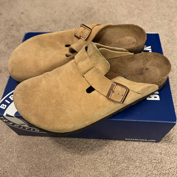 Birkenstock Tan Boston Suede Clogs - Picture 1 of 3